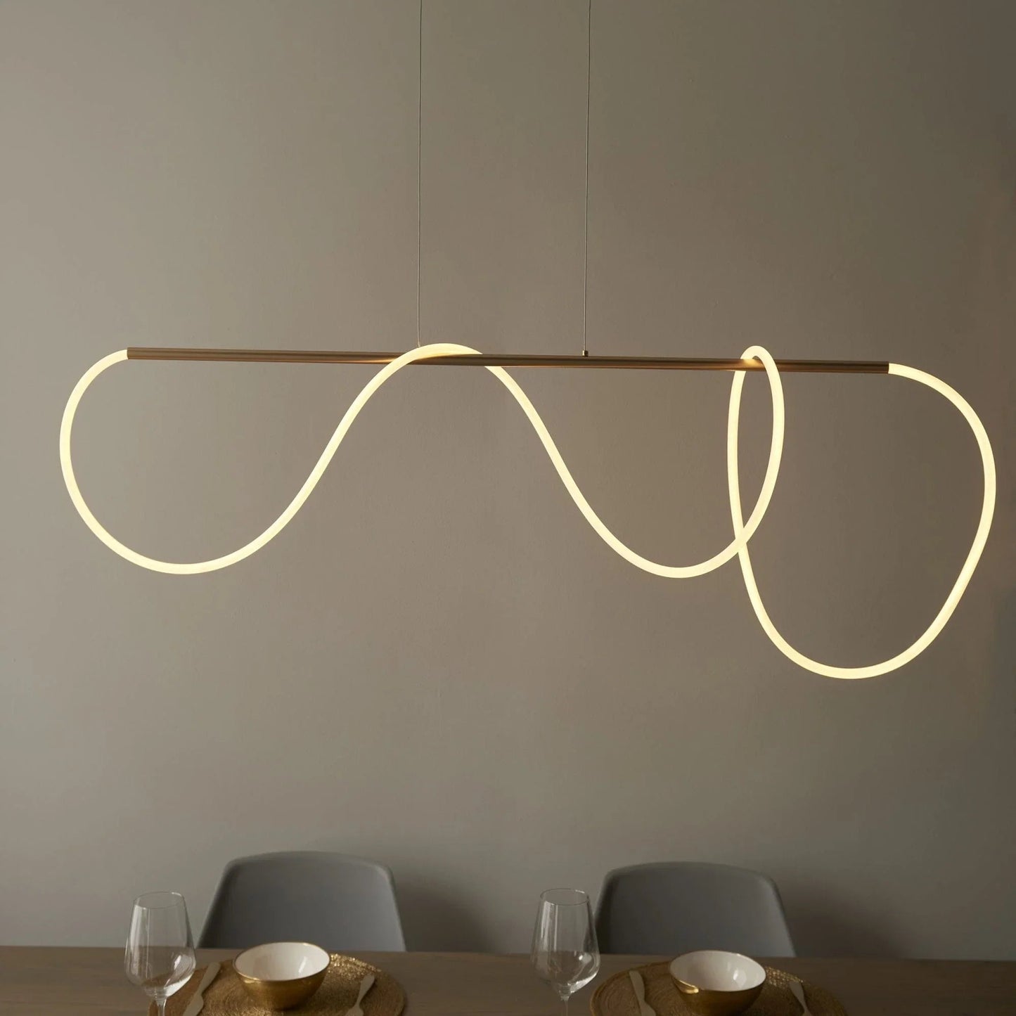 Brass LED Bar Pendant Light — Organic Sculptural Glow - LumoTrot