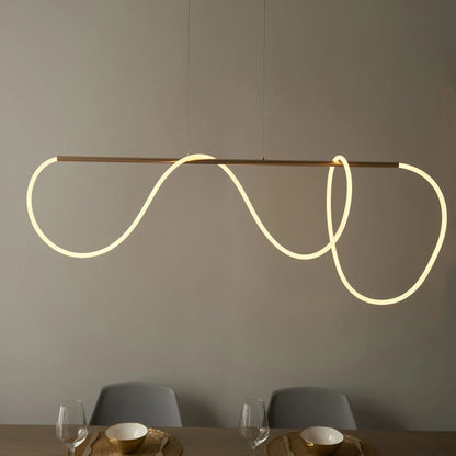 Brass LED Bar Pendant Light — Organic Sculptural Glow - LumoTrot