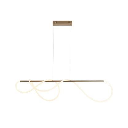 Organic LED ribbon pendant light in brass finish by Lumotrot