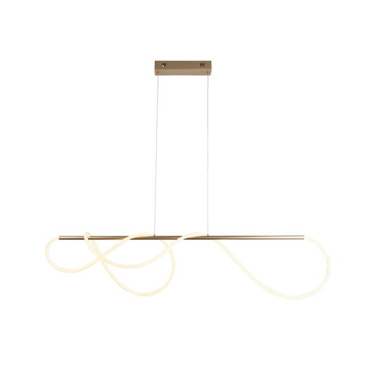 Organic LED ribbon pendant light in brass finish by Lumotrot