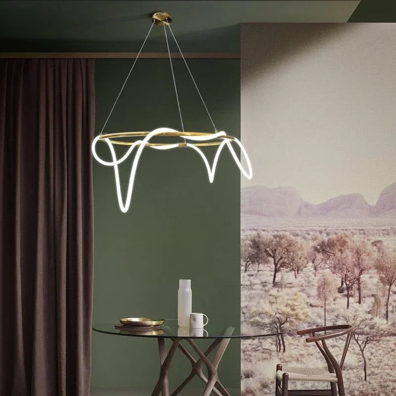 Brass LED Bar Pendant Light — Organic Sculptural Glow - LumoTrot
