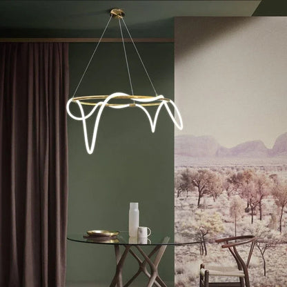 Brass LED Bar Pendant Light — Organic Sculptural Glow - LumoTrot