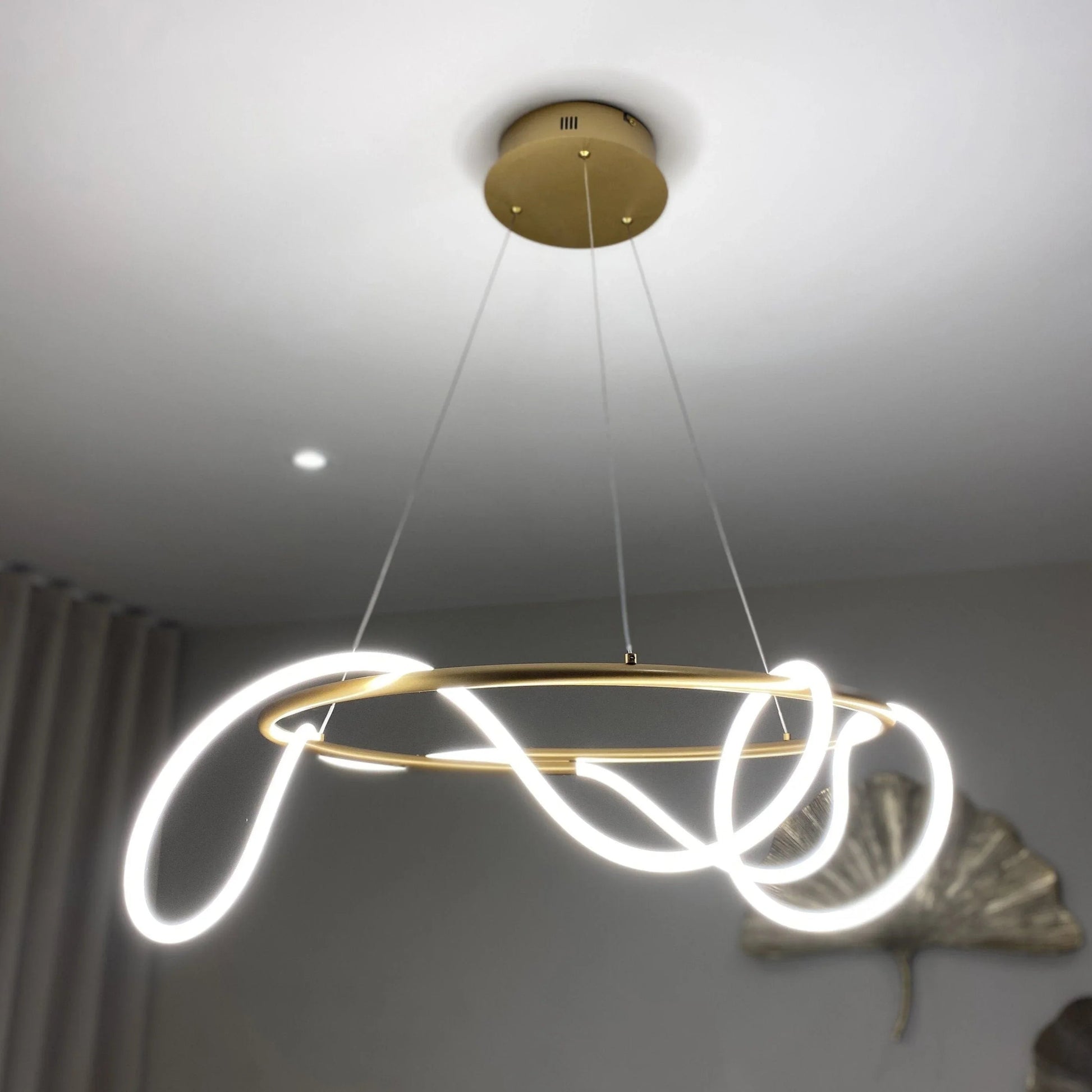 Brass LED Bar Pendant Light — Organic Sculptural Glow - LumoTrot