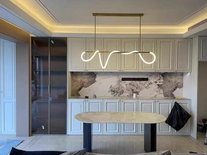 Brass LED Bar Pendant Light — Organic Sculptural Glow - LumoTrot