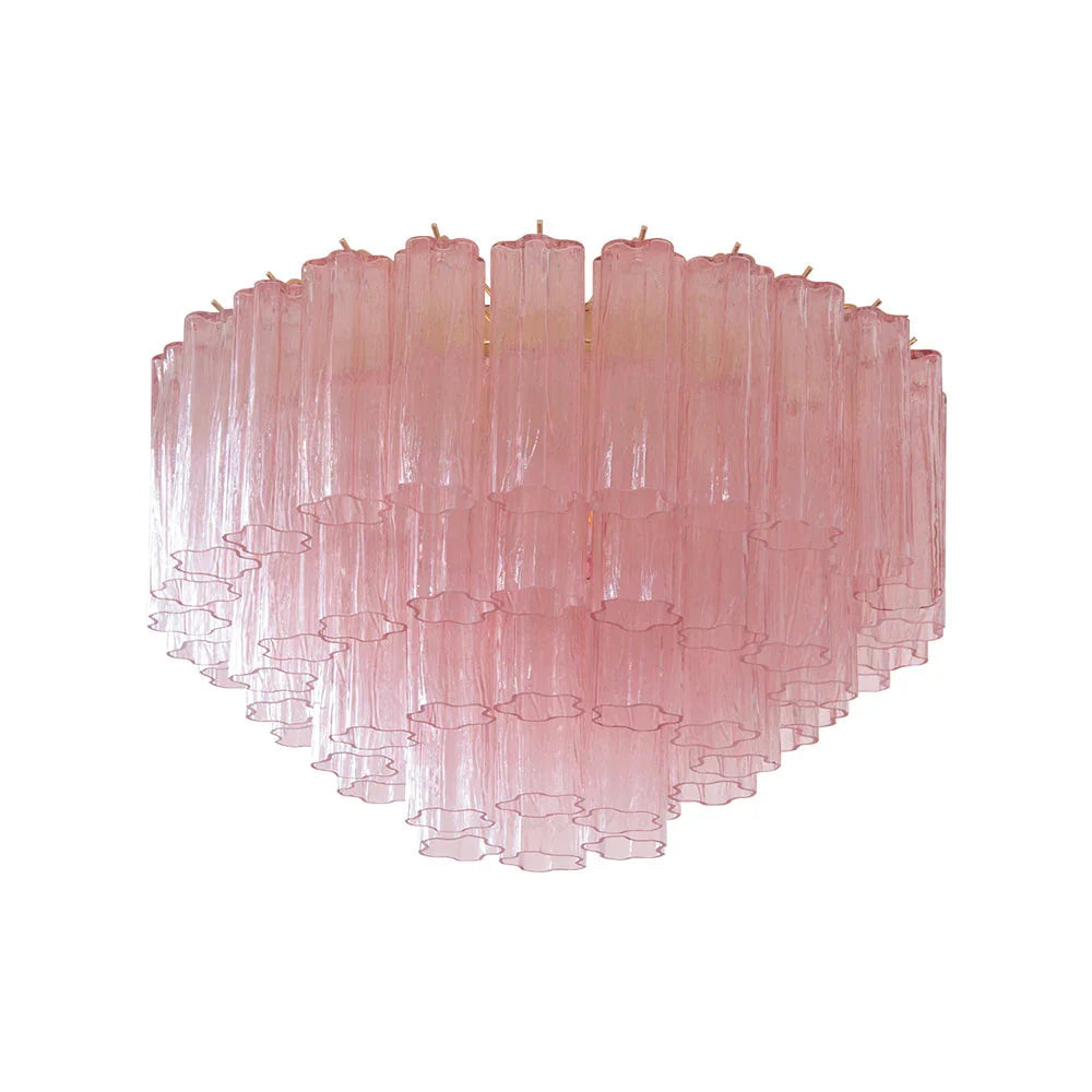 Pink Blown Glass Ceiling Light with Brass Frame - Art Deco Style by Lumotrot