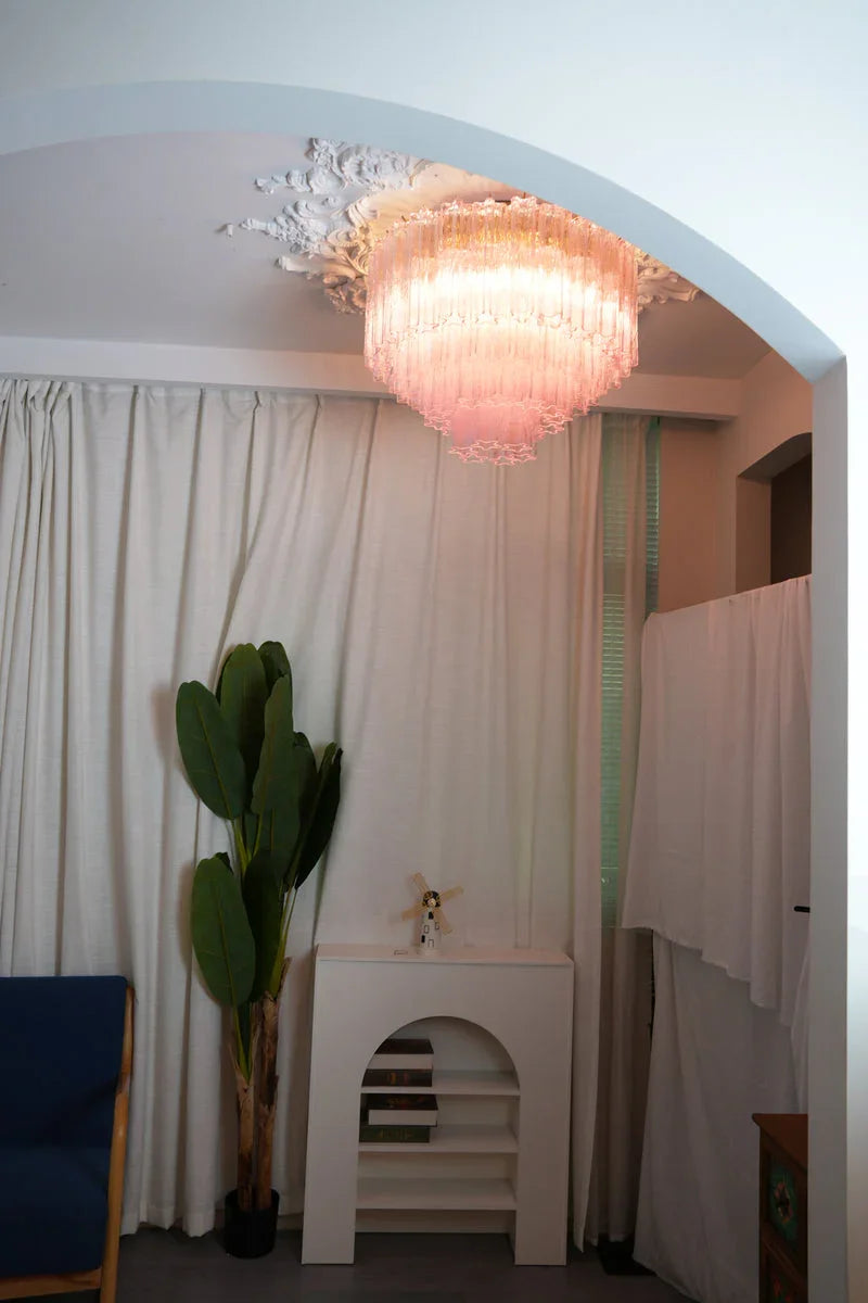 Pink Blown Glass Ceiling Light — Art Deco Radiance - LumoTrot