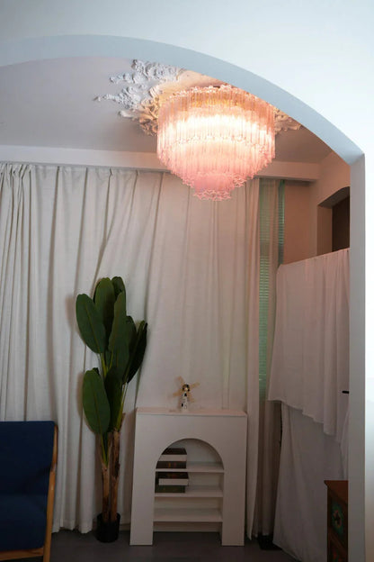 Pink Blown Glass Ceiling Light — Art Deco Radiance - LumoTrot