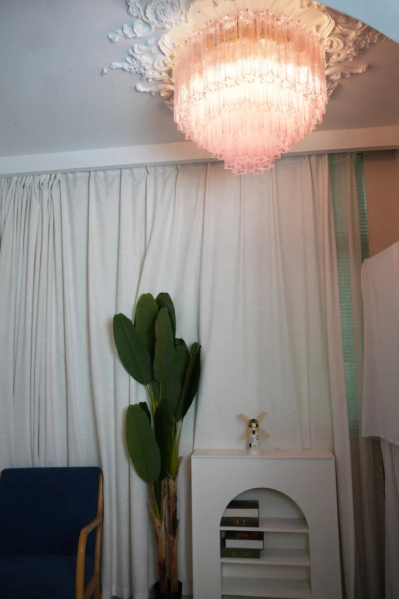 Pink Blown Glass Ceiling Light — Art Deco Radiance - LumoTrot