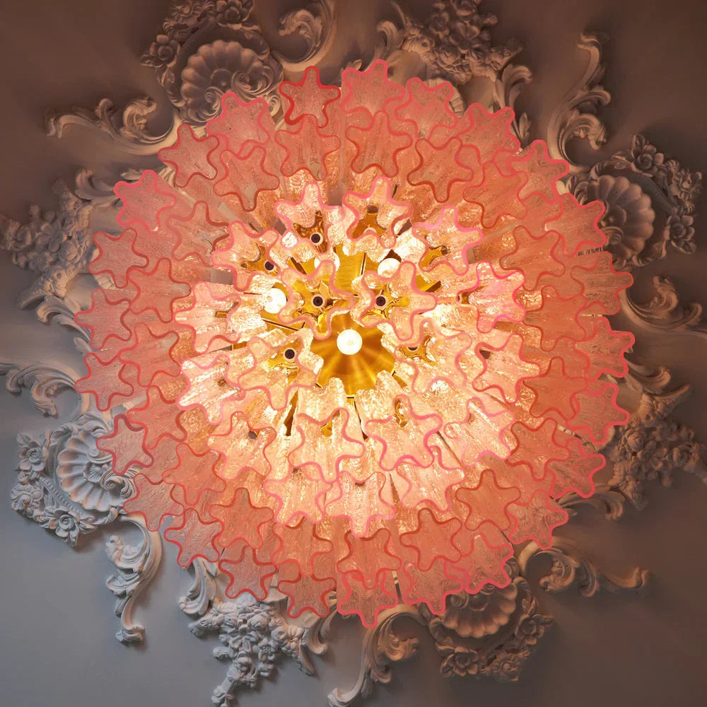 Pink Blown Glass Ceiling Light — Art Deco Radiance - LumoTrot