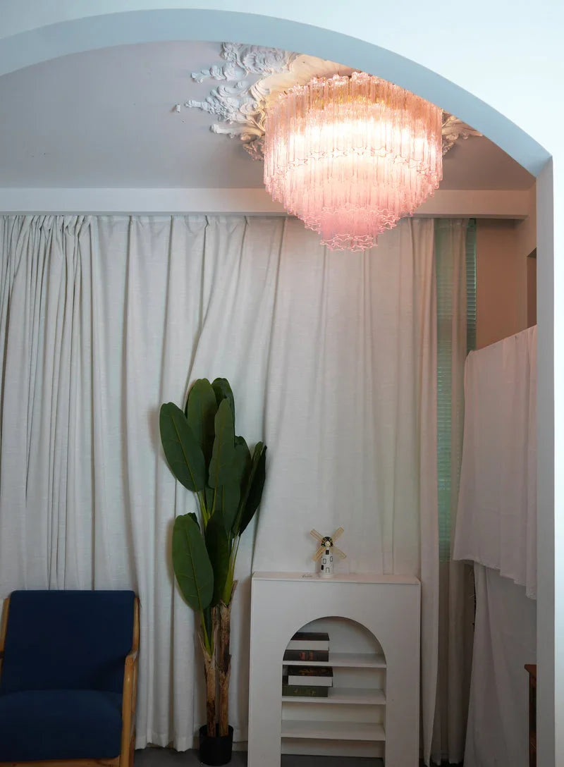 Pink Blown Glass Ceiling Light — Art Deco Radiance - LumoTrot