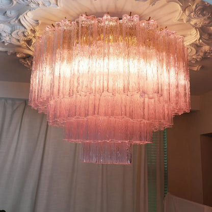 Pink Blown Glass Ceiling Light — Art Deco Radiance - LumoTrot