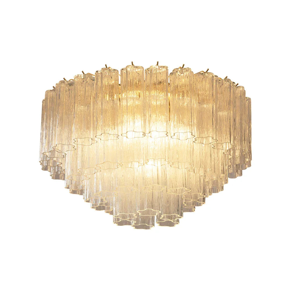 Textured Glass Ceiling Light with Brass Accents - Lumotrot