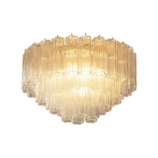 Textured Glass Ceiling Light with Brass Accents - Lumotrot