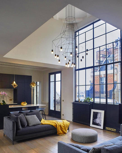 Geometric Wire Frame Chandelier — Modern Statement