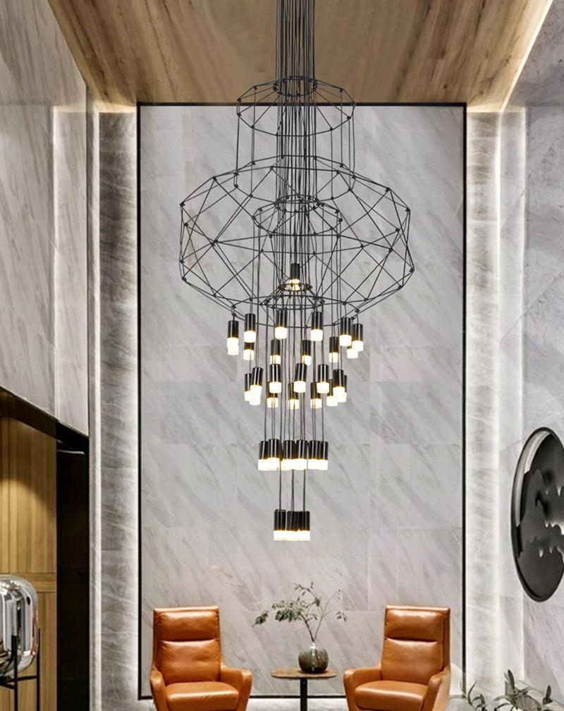 Geometric Wire Frame Chandelier — Modern Statement