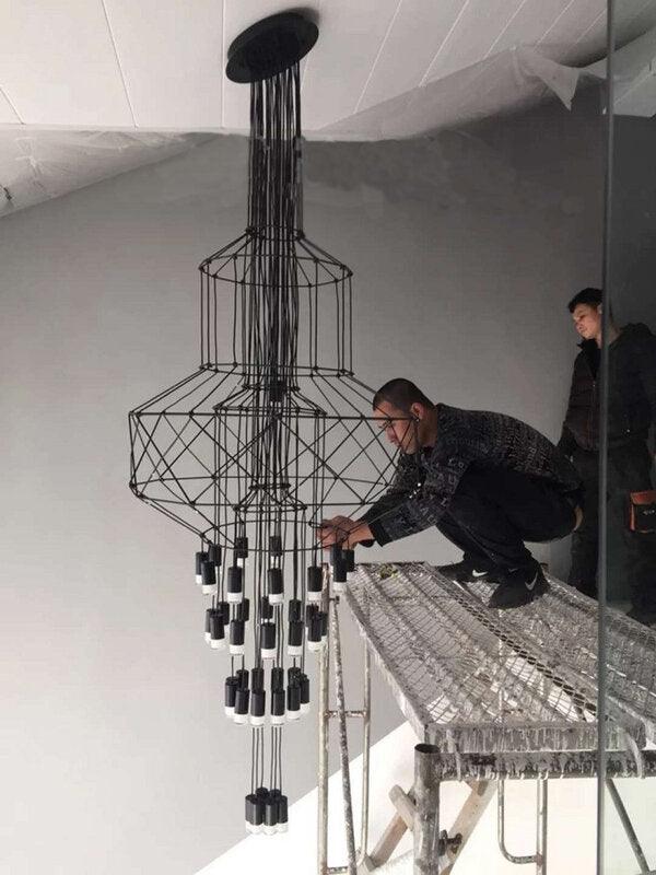 Geometric Wire Frame Chandelier — Modern Statement
