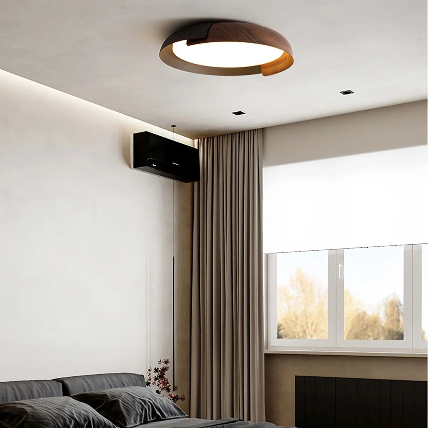 Wood Effect Metal Ceiling Light — Modern Japandi Ambiance - LumoTrot