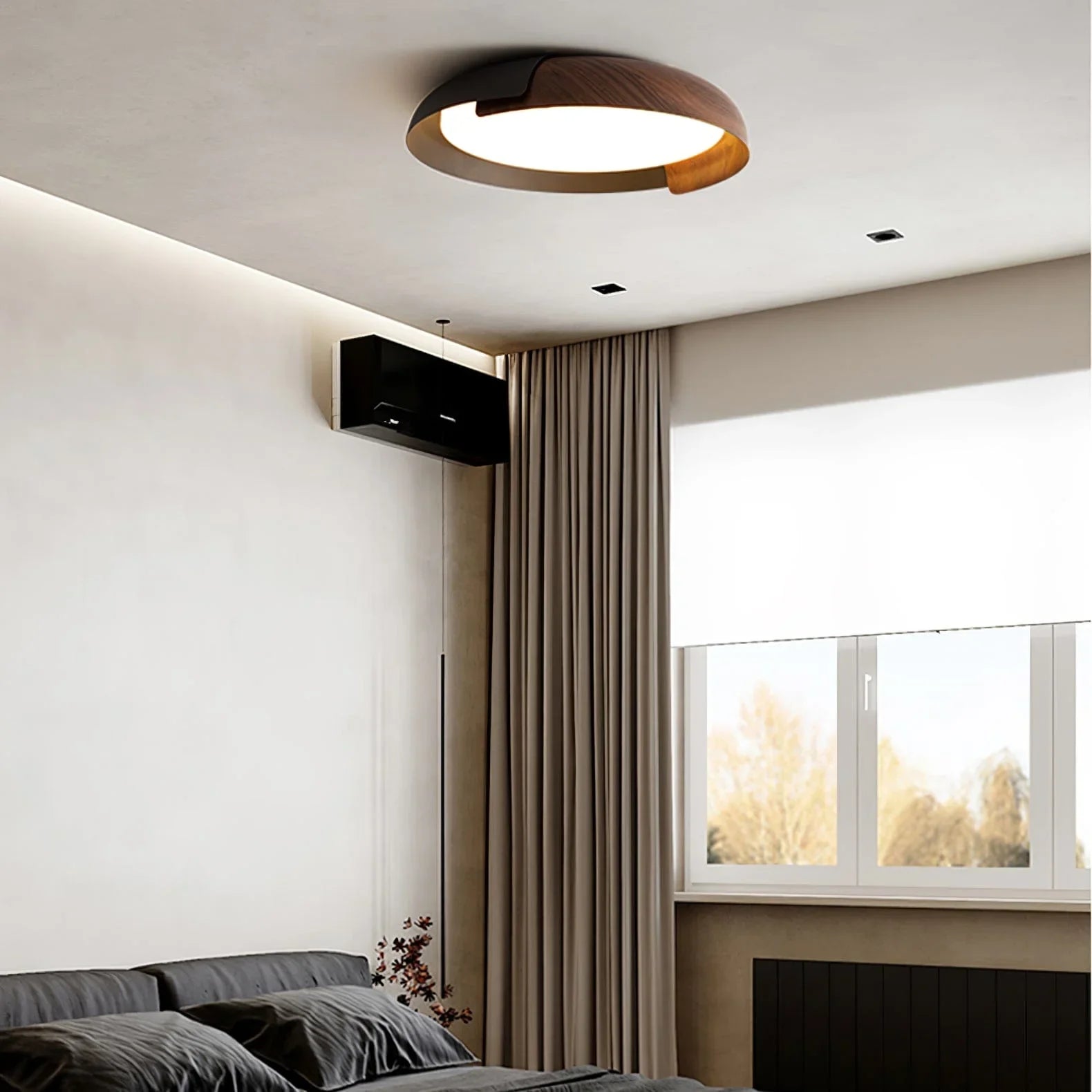 Wood Effect Metal Ceiling Light — Modern Japandi Ambiance - LumoTrot