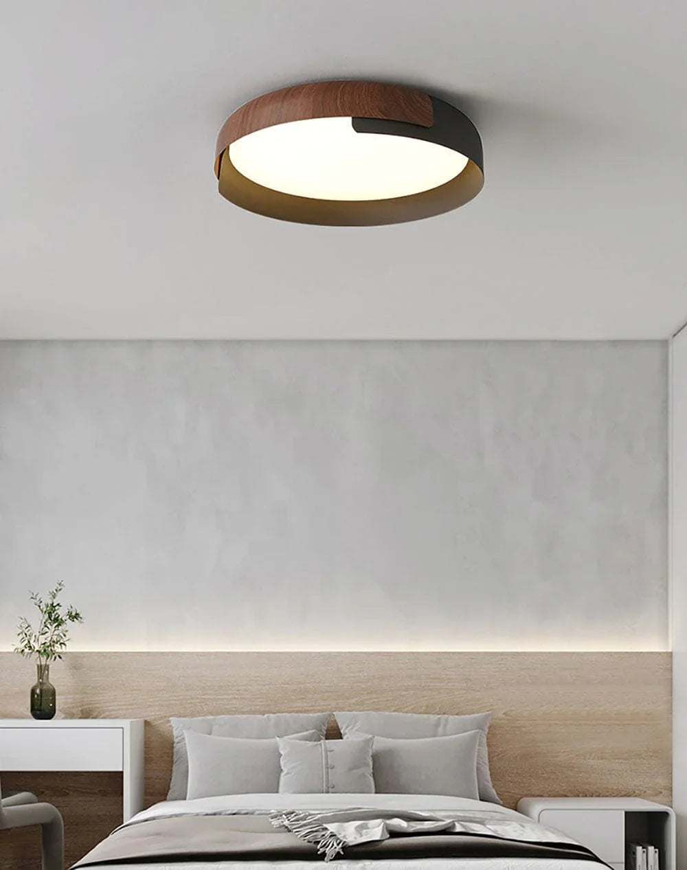 Wood Effect Metal Ceiling Light — Modern Japandi Ambiance - LumoTrot