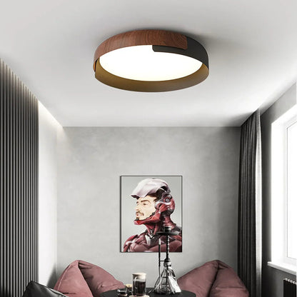 Wood Effect Metal Ceiling Light — Modern Japandi Ambiance - LumoTrot