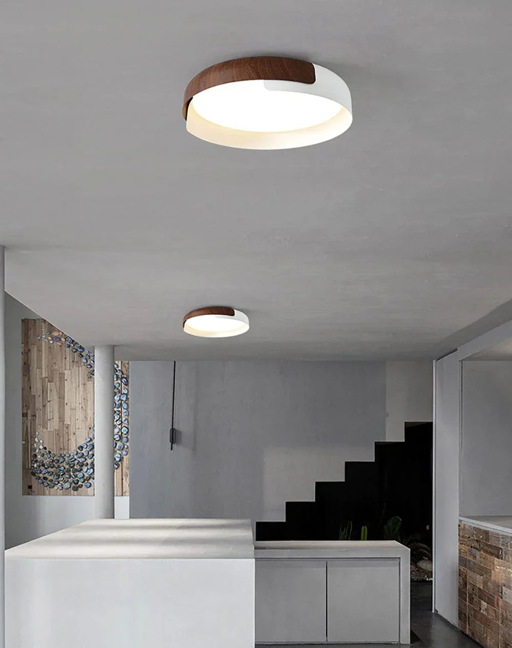 Wood Effect Metal Ceiling Light — Modern Japandi Ambiance - LumoTrot