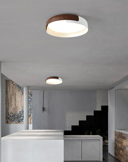 Wood Effect Metal Ceiling Light — Modern Japandi Ambiance - LumoTrot