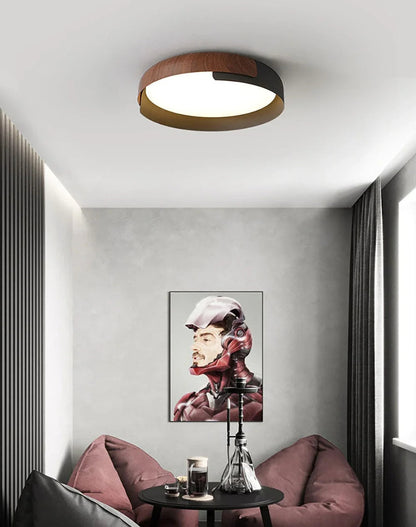 Wood Effect Metal Ceiling Light — Modern Japandi Ambiance - LumoTrot