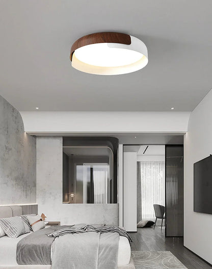 Wood Effect Metal Ceiling Light — Modern Japandi Ambiance - LumoTrot