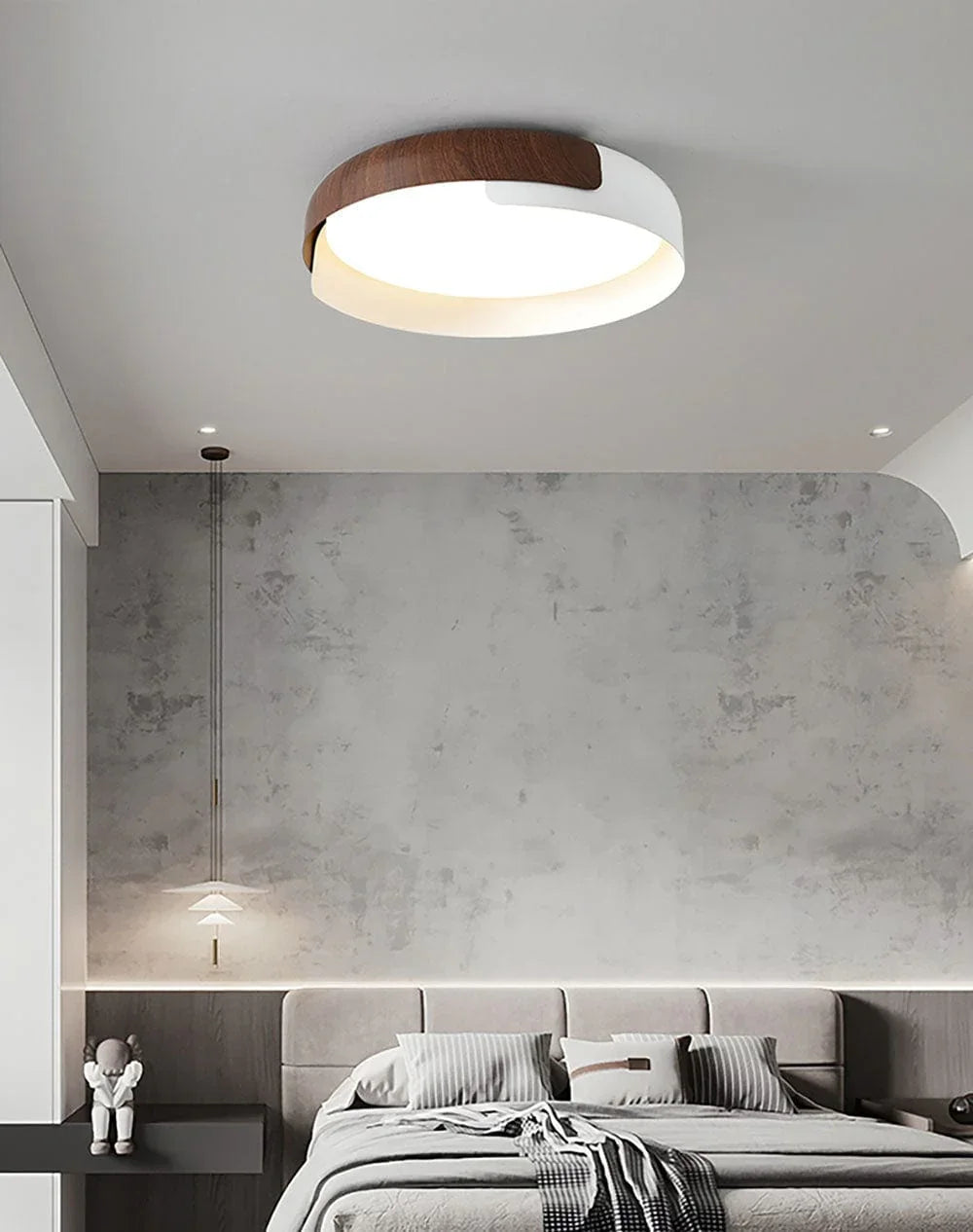 Wood Effect Metal Ceiling Light — Modern Japandi Ambiance - LumoTrot