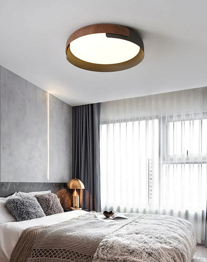 Wood Effect Metal Ceiling Light — Modern Japandi Ambiance - LumoTrot
