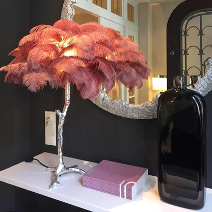 Brass Feather Table Lamp — Glamorous Statement Piece