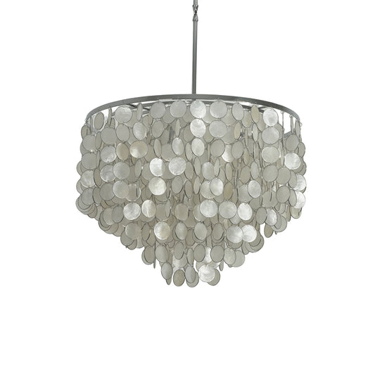 Capiz shell round chandelier with chrome frame by Lumotrot