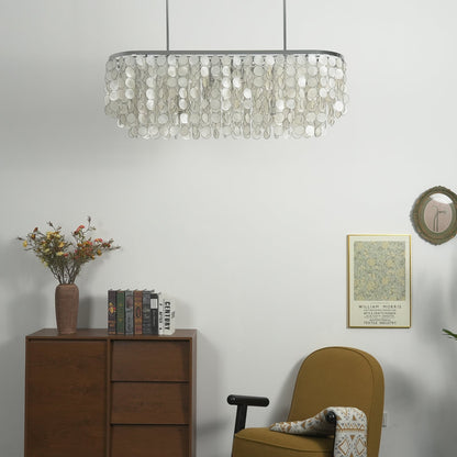 Rectangular Capiz Shell Chandelier — Organic Coastal Ambiance - LumoTrot