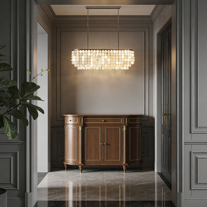 Rectangular Capiz Shell Chandelier — Organic Coastal Ambiance - LumoTrot