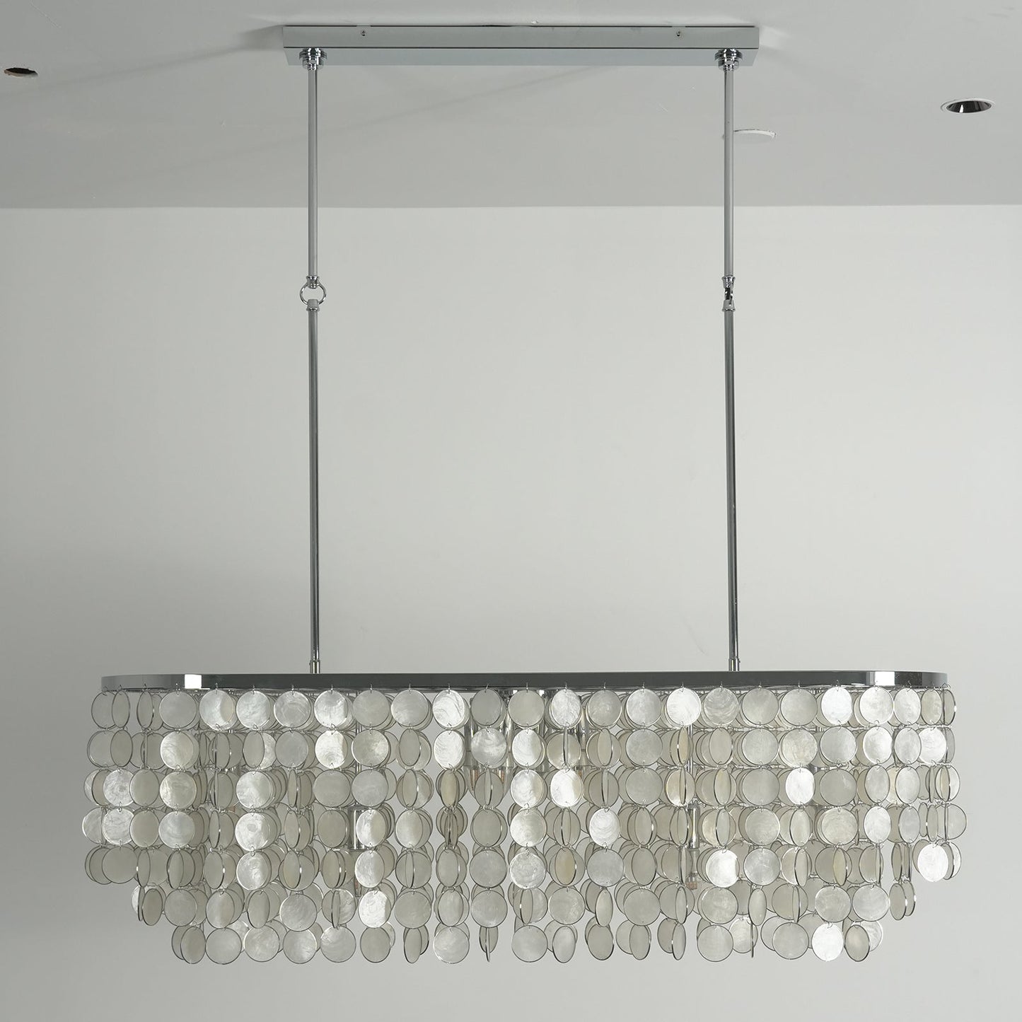 Rectangular Capiz Shell Chandelier — Organic Coastal Ambiance - LumoTrot