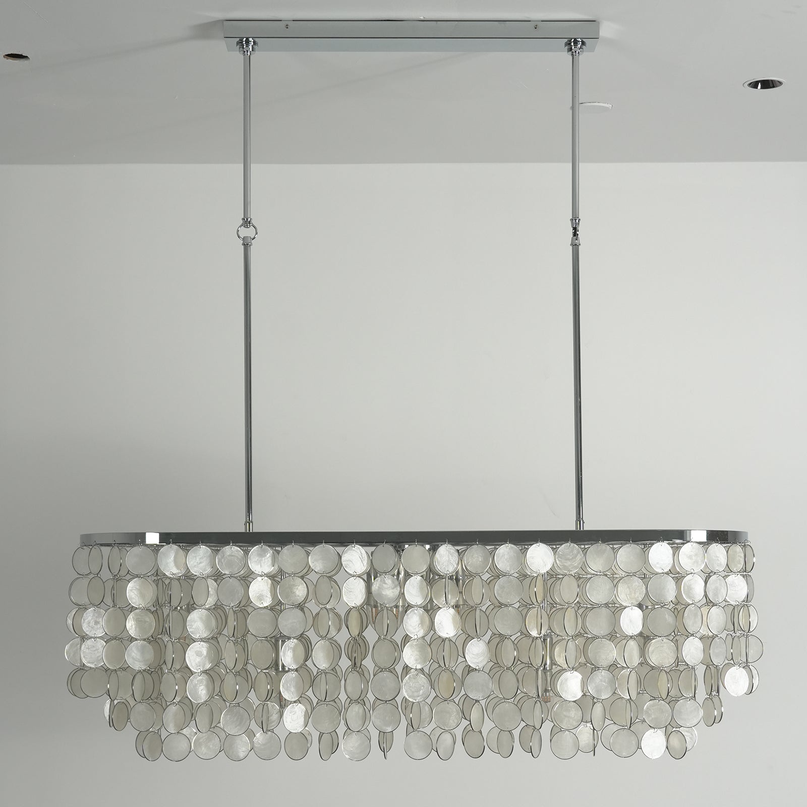 Rectangular Capiz Shell Chandelier — Organic Coastal Ambiance - LumoTrot
