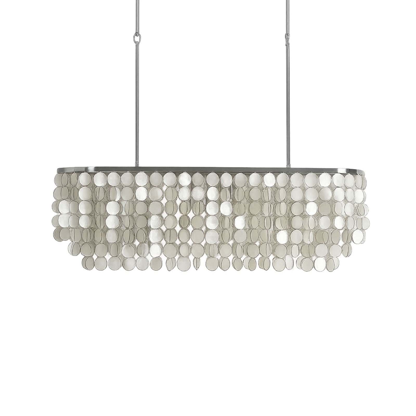 Capiz shell chandelier with chrome frame, Lumotrot brand