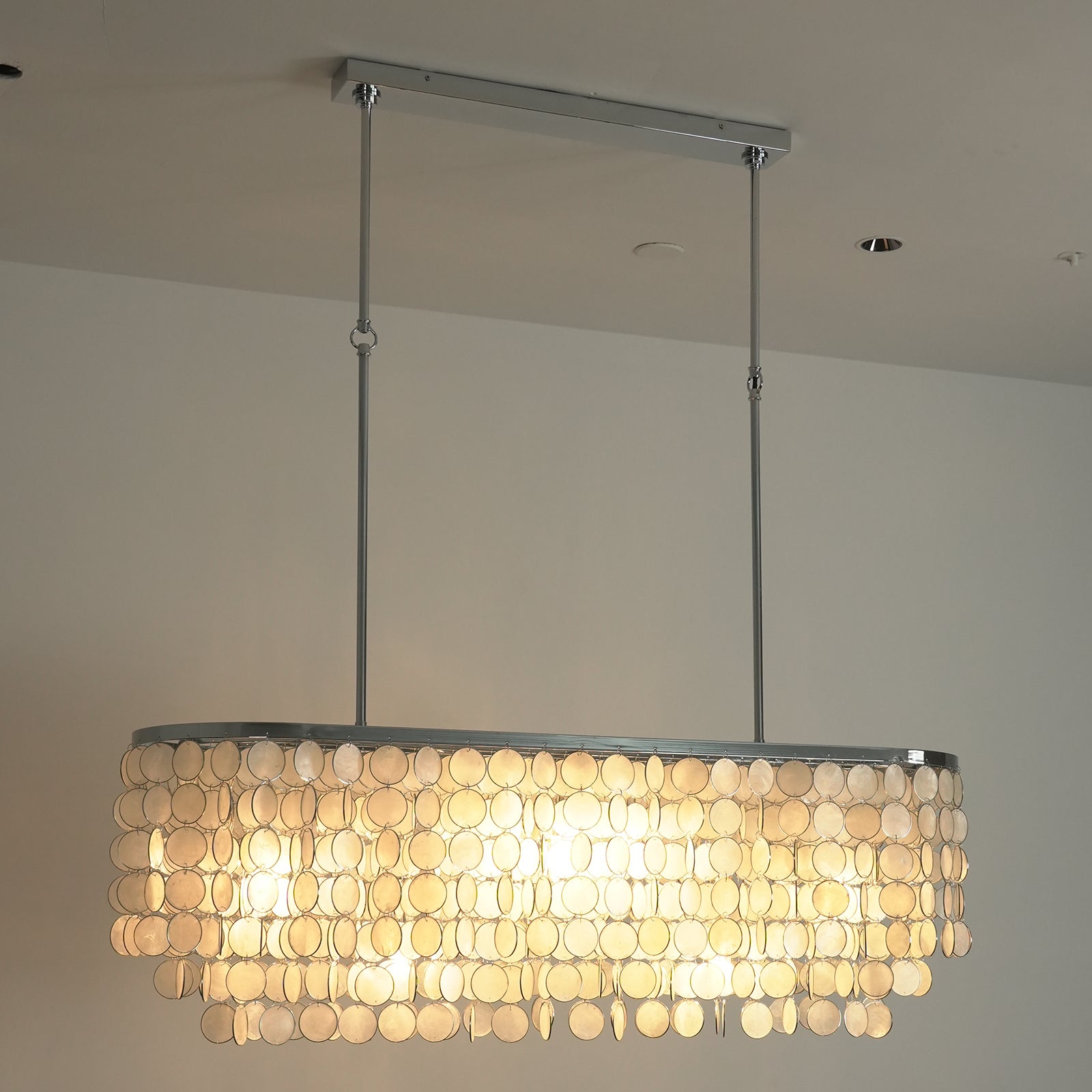 Rectangular Capiz Shell Chandelier — Organic Coastal Ambiance - LumoTrot