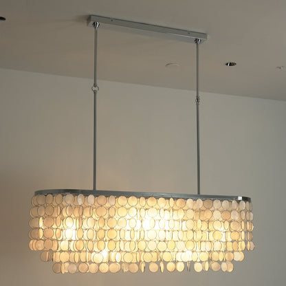 Rectangular Capiz Shell Chandelier — Organic Coastal Ambiance - LumoTrot
