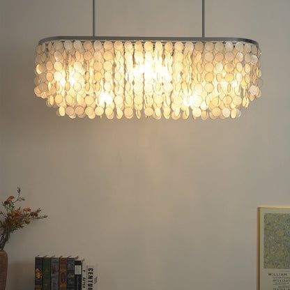 Rectangular Capiz Shell Chandelier — Organic Coastal Ambiance - LumoTrot