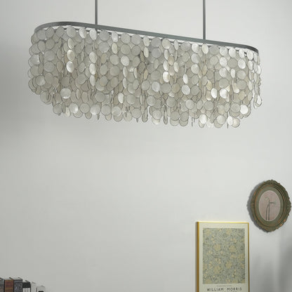 Rectangular Capiz Shell Chandelier — Organic Coastal Ambiance - LumoTrot