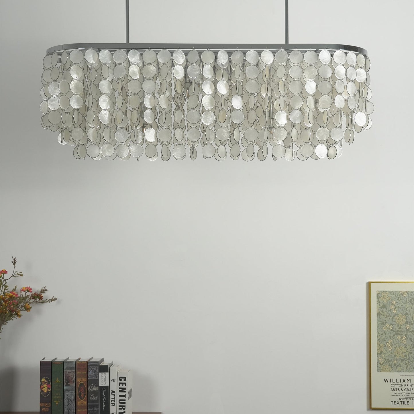 Rectangular Capiz Shell Chandelier — Organic Coastal Ambiance - LumoTrot