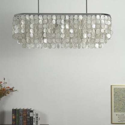 Rectangular Capiz Shell Chandelier — Organic Coastal Ambiance - LumoTrot