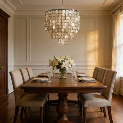 Scale and installation detail of capiz shell chandelier