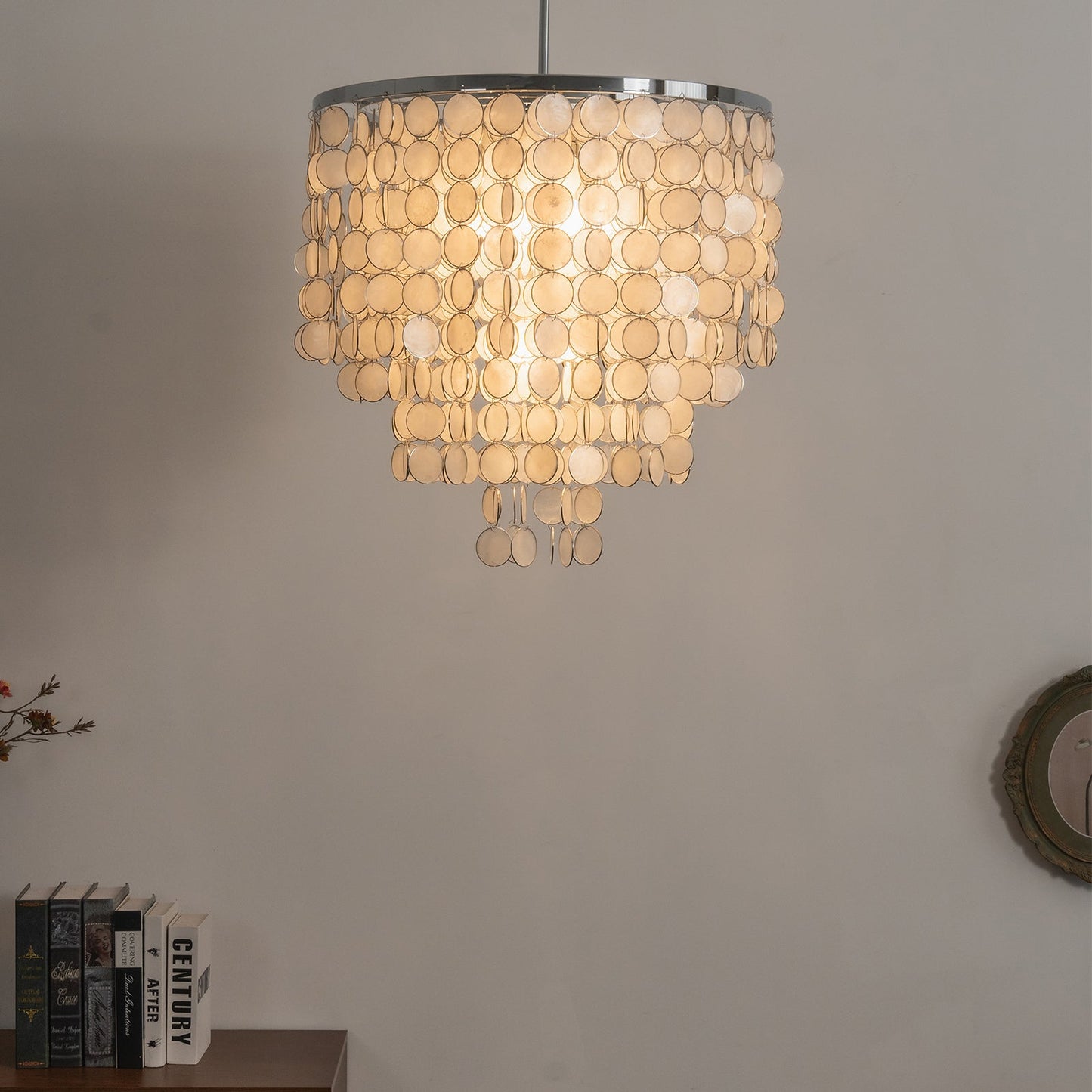 Tiered Capiz Shell Chandelier — Ethereal Coastal Glow - LumoTrot