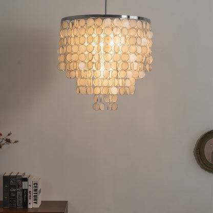 Tiered Capiz Shell Chandelier — Ethereal Coastal Glow - LumoTrot