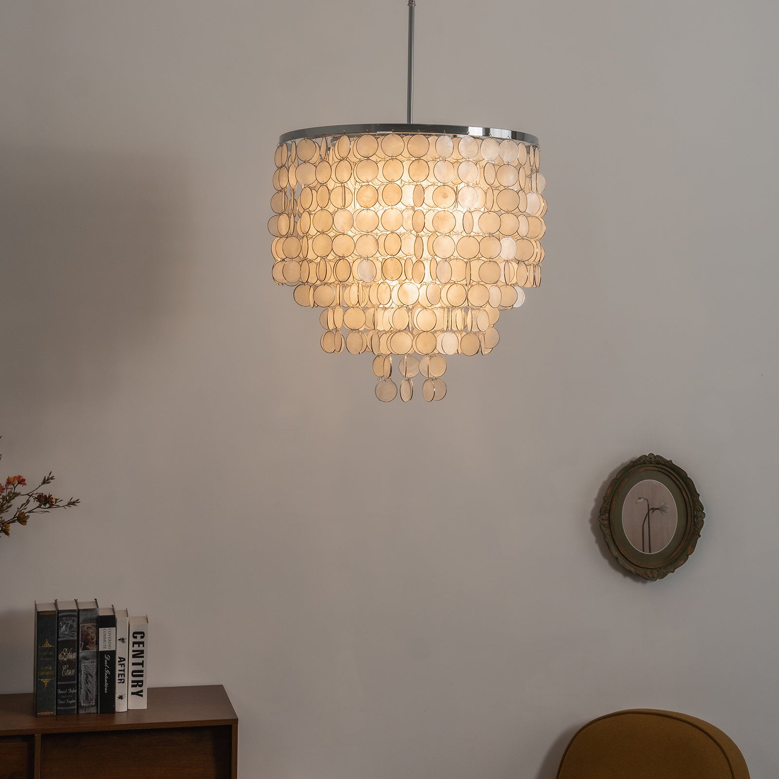 Tiered Capiz Shell Chandelier — Ethereal Coastal Glow - LumoTrot