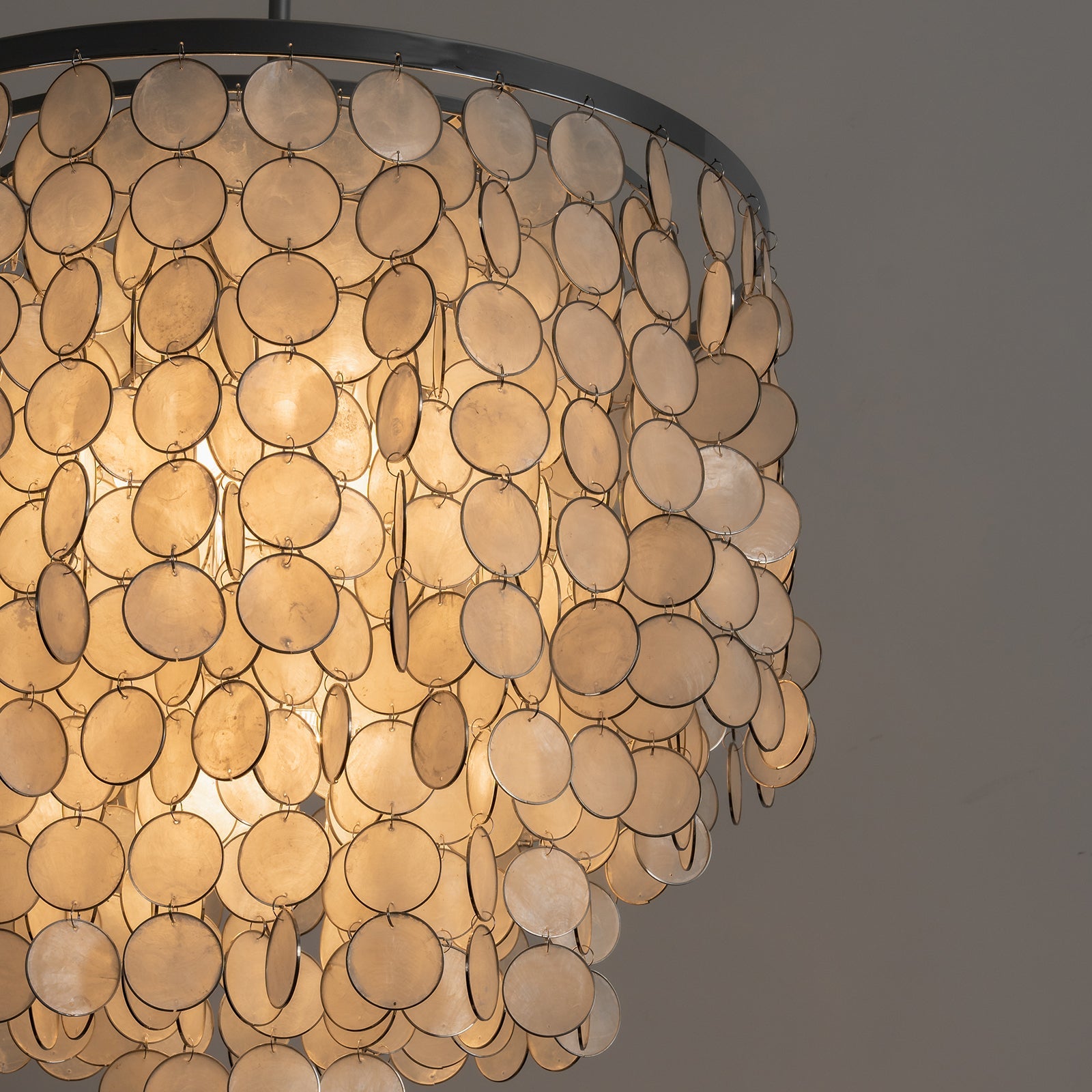 Tiered Capiz Shell Chandelier — Ethereal Coastal Glow - LumoTrot