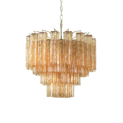 Textured amber glass rod chandelier in tiered cascade design | Lumotrot