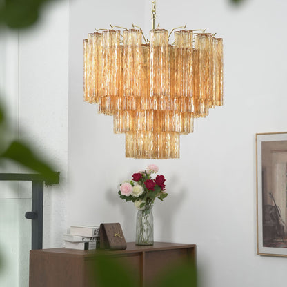 Glass Rod Chandelier — Warm Amber Radiance